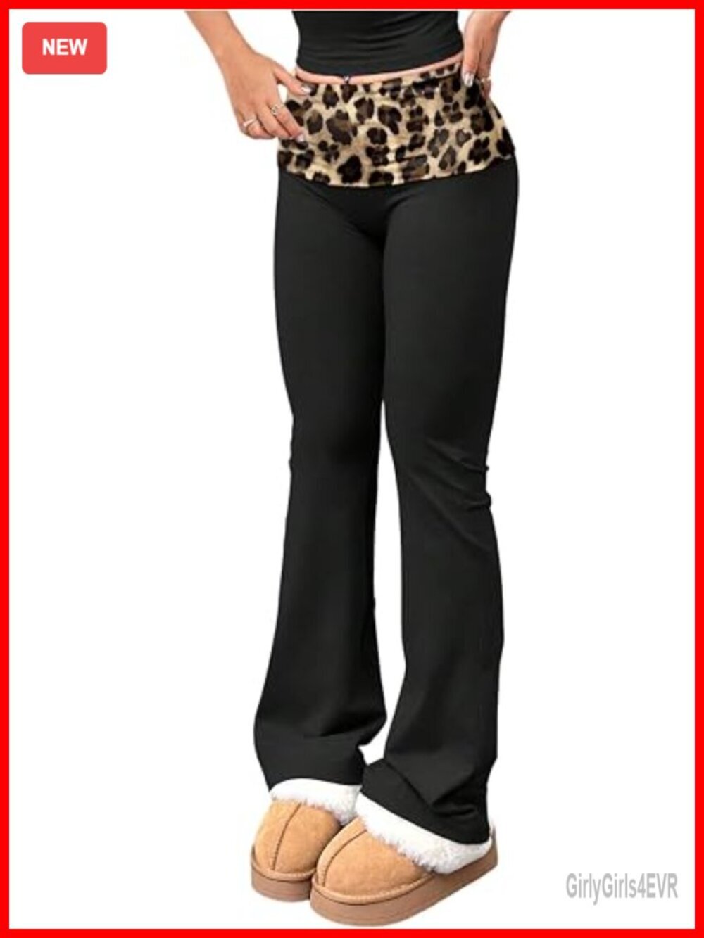 High Waisted Fold Over Flare Leggings Bootcut Yoga Pants Tummy Control